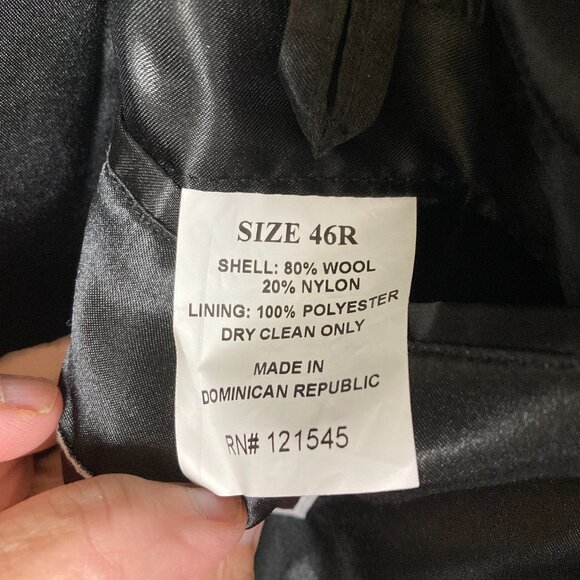 Michael Kors Mens 46R Black 80% Wool Nylon Trench Dress Over Coat Button Down - Picture 6 of 7